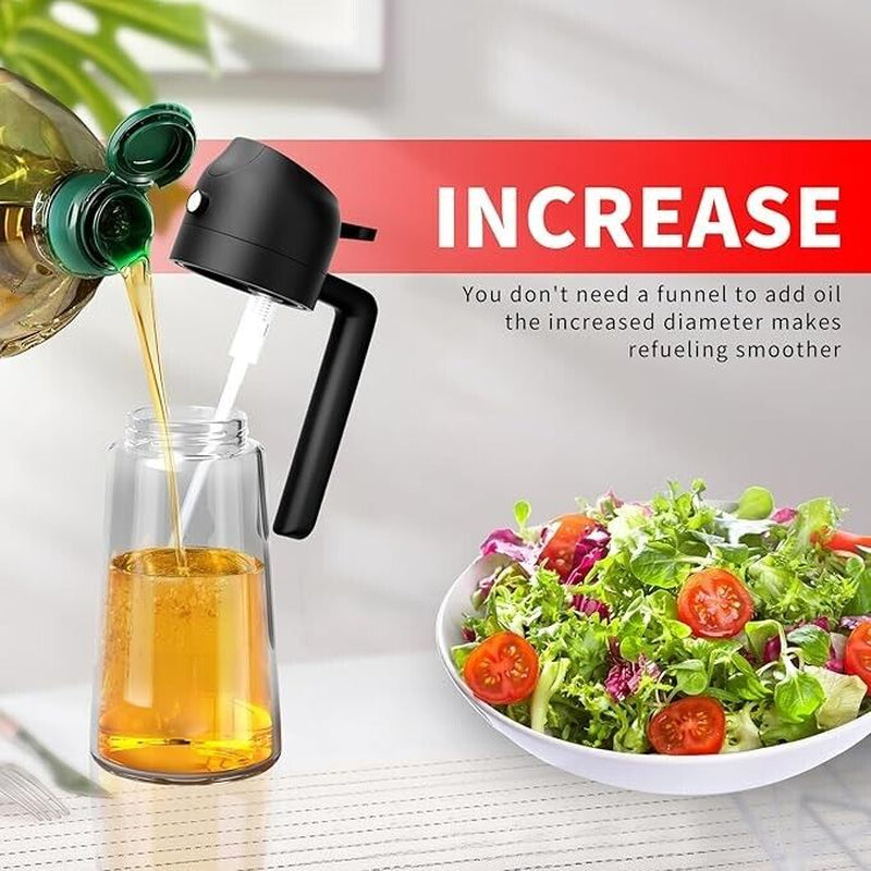 Professional Kitchen Oil Dispenser Bottle - 2-in-1 Oil Dispenser and Sprayer, 450ml Capacity