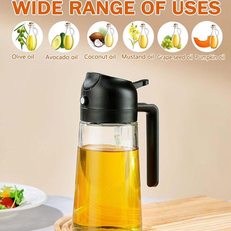 500ML Dispenser Bottles with 2-in-1 Oil Sprayer - Versatile Cooking Tools for Air Frying, Salads, and Grilling