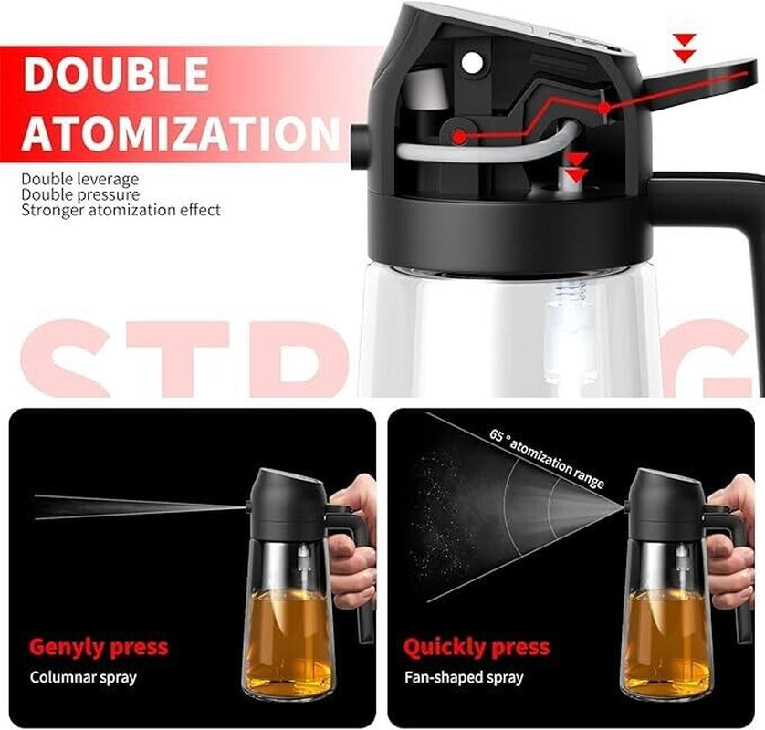 Professional Kitchen Oil Dispenser Bottle - 2-in-1 Oil Dispenser and Sprayer, 450ml Capacity