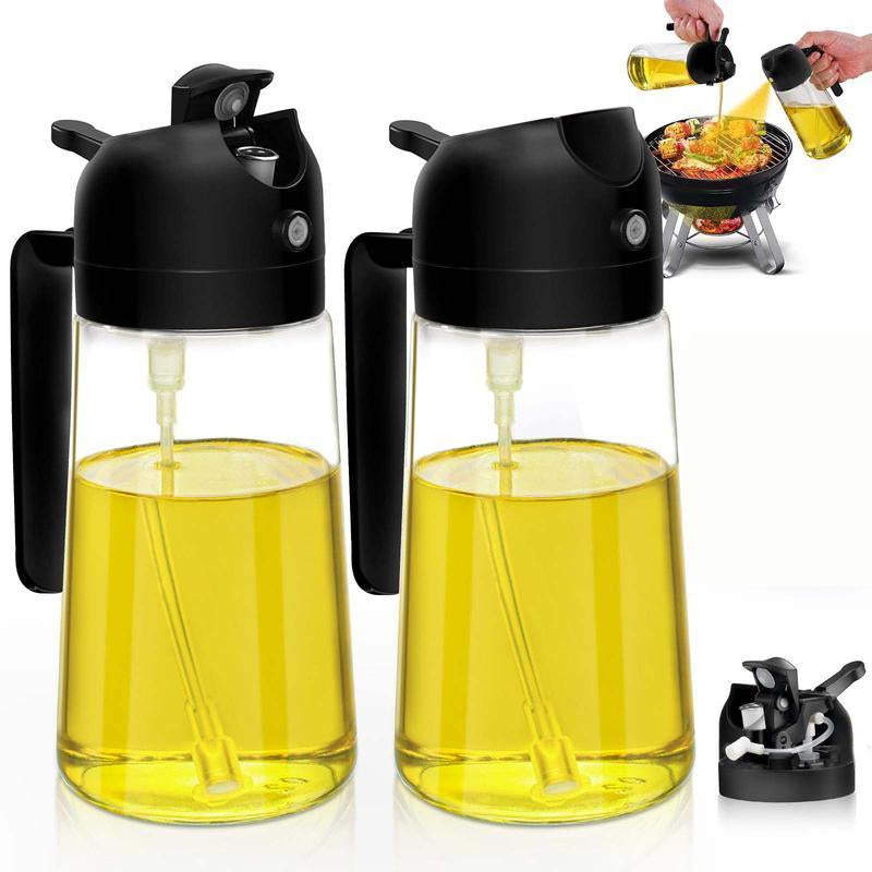 500ML Dispenser Bottles with 2-in-1 Oil Sprayer - Versatile Cooking Tools for Air Frying, Salads, and Grilling