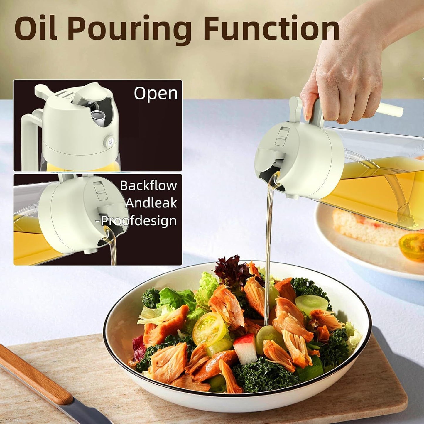 Oil Sprayer for Cooking, 2 in 1 Oil Dispenser Bottle for Kitchen, 16Oz/470Ml