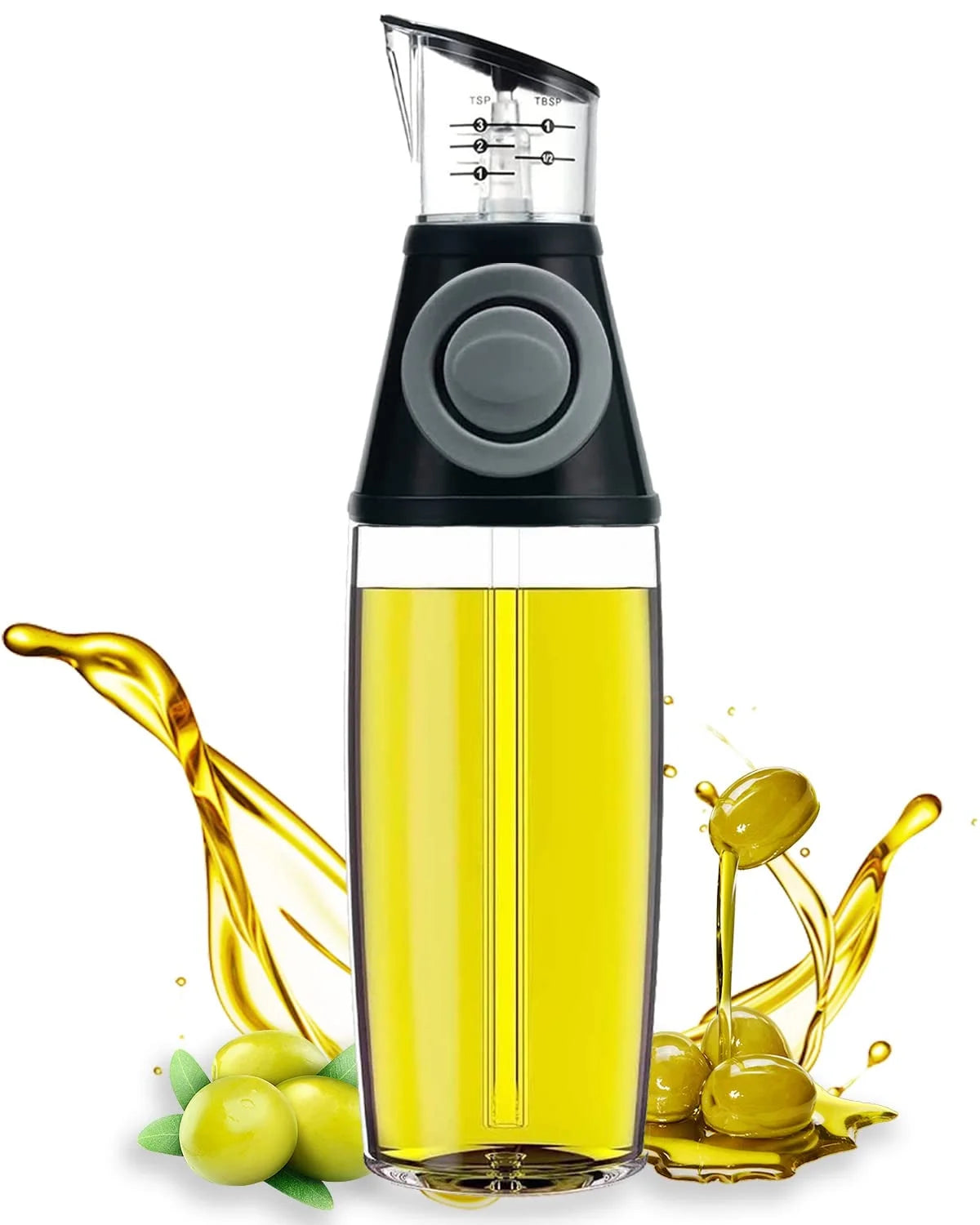 Premium 17oz Glass Olive Oil Dispenser Bottle with Precision Measurement Scale