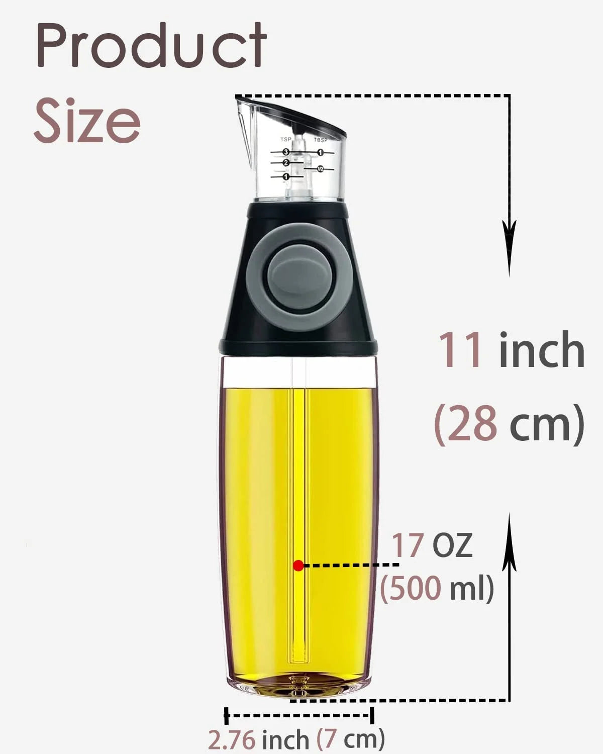 Premium 17oz Glass Olive Oil Dispenser Bottle with Precision Measurement Scale