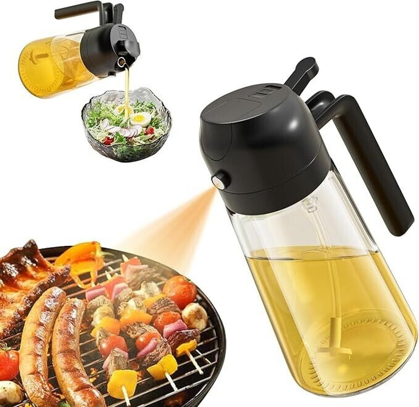 Professional Kitchen Oil Dispenser Bottle - 2-in-1 Oil Dispenser and Sprayer, 450ml Capacity