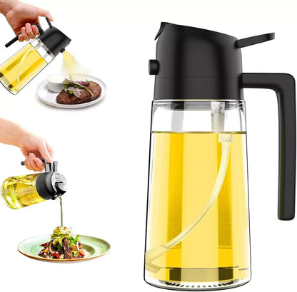 Professional Kitchen Oil Dispenser Bottle - 2-in-1 Oil Dispenser and Sprayer, 450ml Capacity