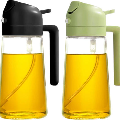 Olive Oil Dispenser and 2-in-1 Oil Sprayer - 16 oz Glass Spray Bottle for Cooking, Salad, Frying, and BBQ - Food-Grade Kitchen Utensils