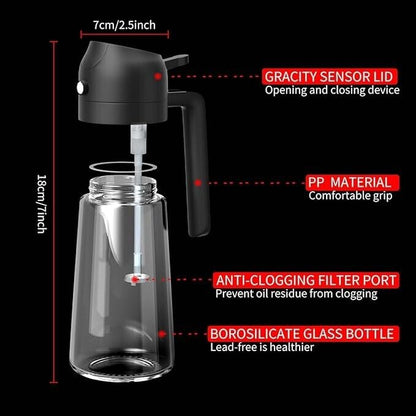 Professional Kitchen Oil Dispenser Bottle - 2-in-1 Oil Dispenser and Sprayer, 450ml Capacity